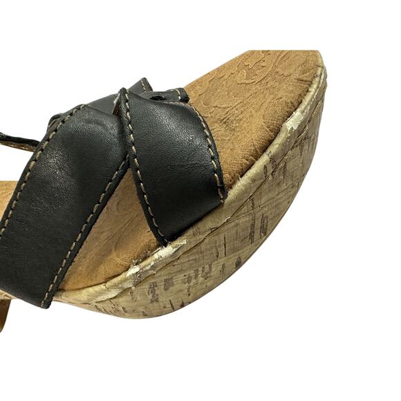 Born Concept BOC Wedge Cork Heel Black Strap Sandals size 10 - Picture 16 of 16
